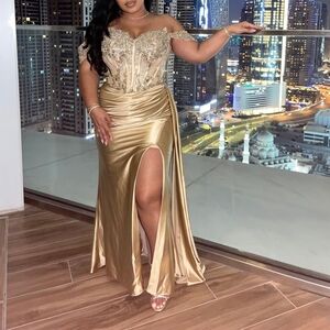 Gold PROM Dress Sequin Corset Gown | Nina Goddess Dress